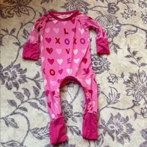 Little Sleepies XoXo Pink Crescent Zippy NB